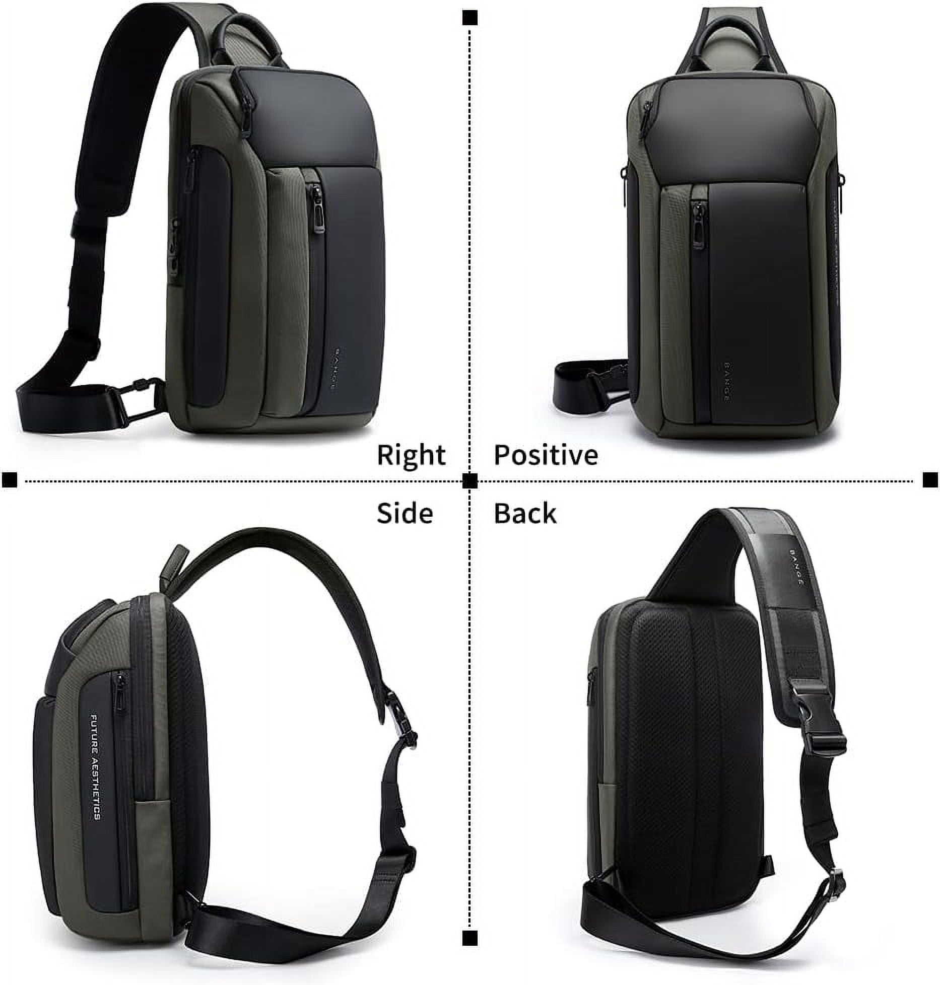 BANGE Waterproof Men's Sling Bag, Large Capacity Crossbody Backpack Durable