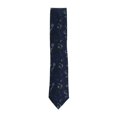Isaia Wool - Isaia Napoli Men's Blue Black 100% Wool Geometric Circle 7 Fold Tie