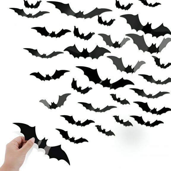 LAMIRO Halloween Decorations Bats,38 Pcs 3D Halloween Bats Wall Decor Wall Pvc Decorative Wall Sticker 3D Bats Halloween Wall Decor