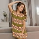 thumbnail image 3 of Fotbe Aztec Bata de Dormir para Mujer con Estampado, Camisón de Algodón de Manga Corta, Ropa de Dormir Casual, 3 of 6