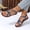 Blue, variant on Women's Bohemian Crisscross Strap Sandals Beaded Decor Flat Roman Shoes Soft Non-slip Beach Vacation Casual Daily Sandals Khaki 36