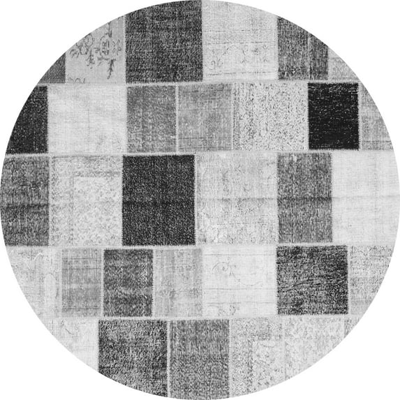 Ahgly Company Indoor Round Patchwork Gray Transitional Area Rugs, 3' Round