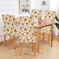 thumbnail image 2 of Yayeee 4 Pack Dining Chair Covers Stretch Parson Chairs Slipcovers Seat Protector, Beige Sunflower Pattern, 2 of 6