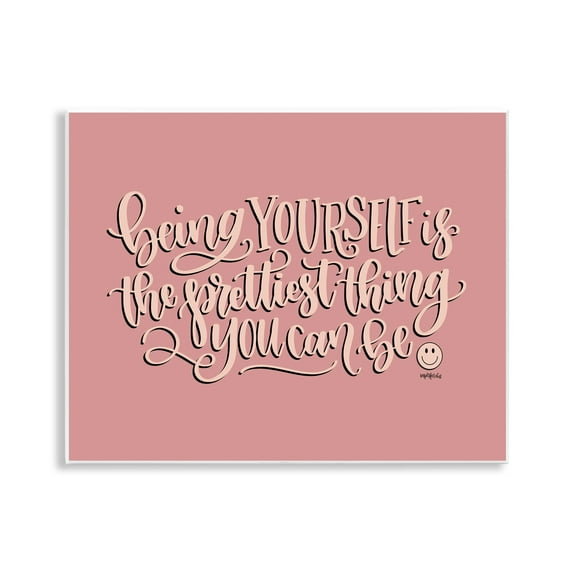 Stupell Industries Being Yourself is Prettiest Text & Numbers Painting Unframed Art Print Wall Art, 14 x 11