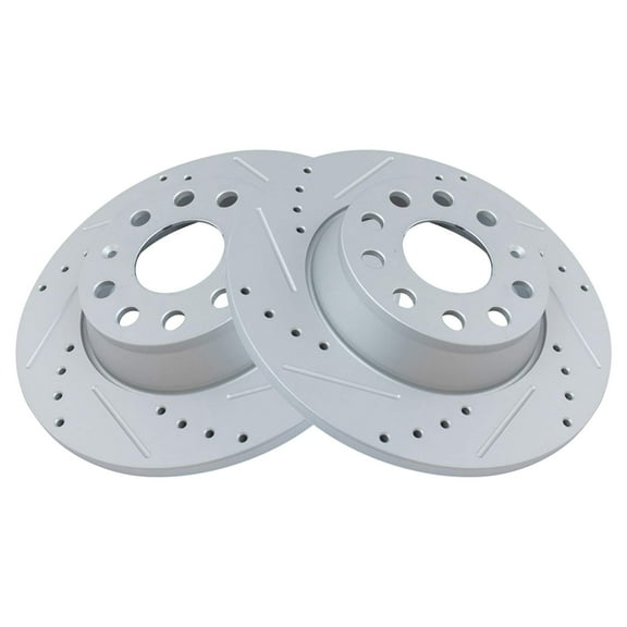 TRQ Rear Performance Brake Rotor Drilled Slotted Pair Set for A3 / A3 Quattro / CC / Eos / GTI / Jetta / Passat / Tiguan