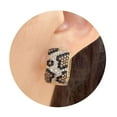 thumbnail image 3 of Z ZACHÉ Dainty Leopard Print Earrings Cubic Zirconia 18k Gold Plated Women Square Earrings, 3 of 6
