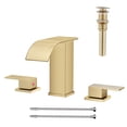 thumbnail image 1 of AVSIILE Waterfall Bathroom Faucet 3 Hole, Brushed Gold 8 Inch Widespread Modern 3 Piece Bathroom Sink Faucet, Touch On Lavatory Faucet for Vanity RV Restroom, Curved Spout, 1 of 9