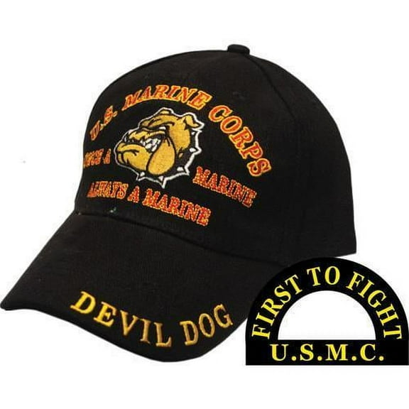 CP00322 Black U.S. Marine Corps Devil Dog "First to Fight" Cap