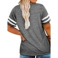 thumbnail image 2 of Women's Plus Size 1XL-8XL Casual V-neck Short Sleeved Solid Color Loose T-shirt Sports Outdoor Top Women Clothing, 2 of 5