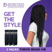 Darling Pre-Stretched Thrive Braid Hair 3X Pack, 52 inch, #1B, Adult, Women