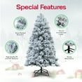 thumbnail image 4 of 7.5ft Snow Flocked Christmas Tree with Lights, Christmas Tree Prelit with 892 Branch Tips, 550 Warm Lights and Metal Stand by Homestock, 4 of 9