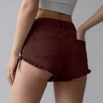 thumbnail image 5 of Oksale Low Rise Jean Shorts for Juniors Lace Up Frayed Hem Distressed Denim Shorts for Women with Pockets Y2K Fashion Clothing Jorts Coffee M, 5 of 6