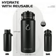 thumbnail image 2 of Opard Sports Water Bottle - 32 Oz, 3 Lids (Straw Lid, Flip Lid, Spout Lid), Leak Proof, Vacuum Insulated Stainless Steel, Double Walled, Reusable Metal Canteen, 2 of 6