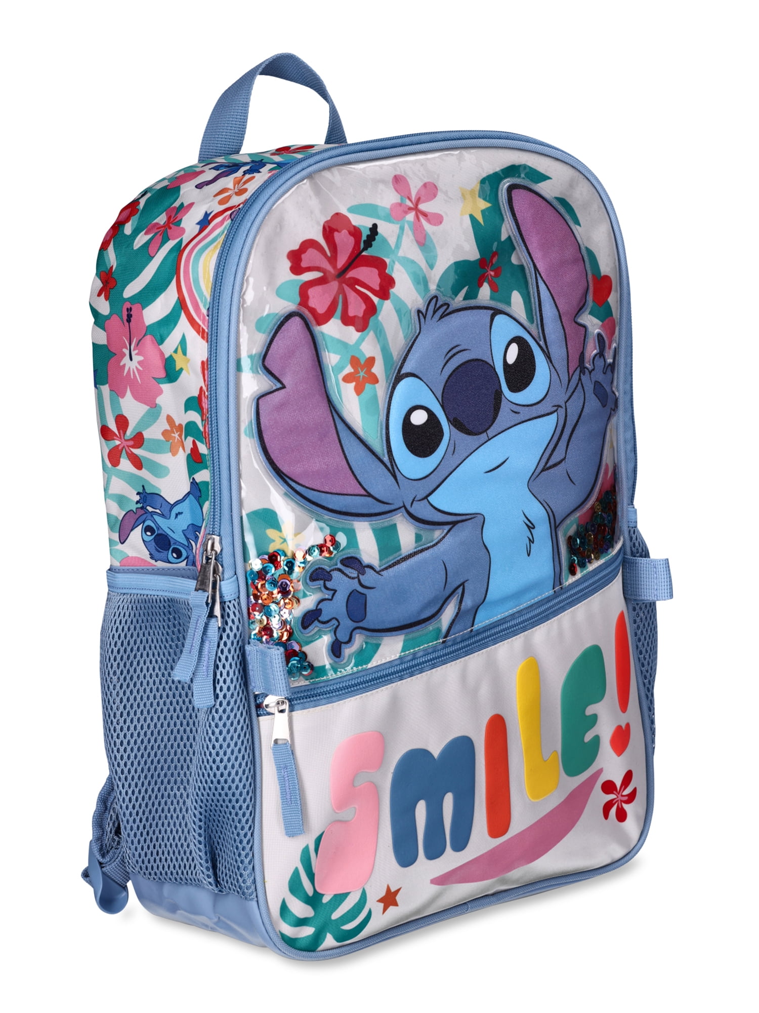 Disney Lilo and Stitch Sequin Backpack 6 Piece Set with Lunch Bag Gadget  Pencil Case Fidget Ball Carabineer and Stickers