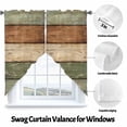 thumbnail image 3 of Swag Curtain Valances Green Wood Grain Swag Valances for Kitchen Windows Rustic Retro Brown Wooden Short Topper Curtains Valance Tier Pair for Kitchen Bedroom Living Room Bathroom 28"x36", 3 of 8