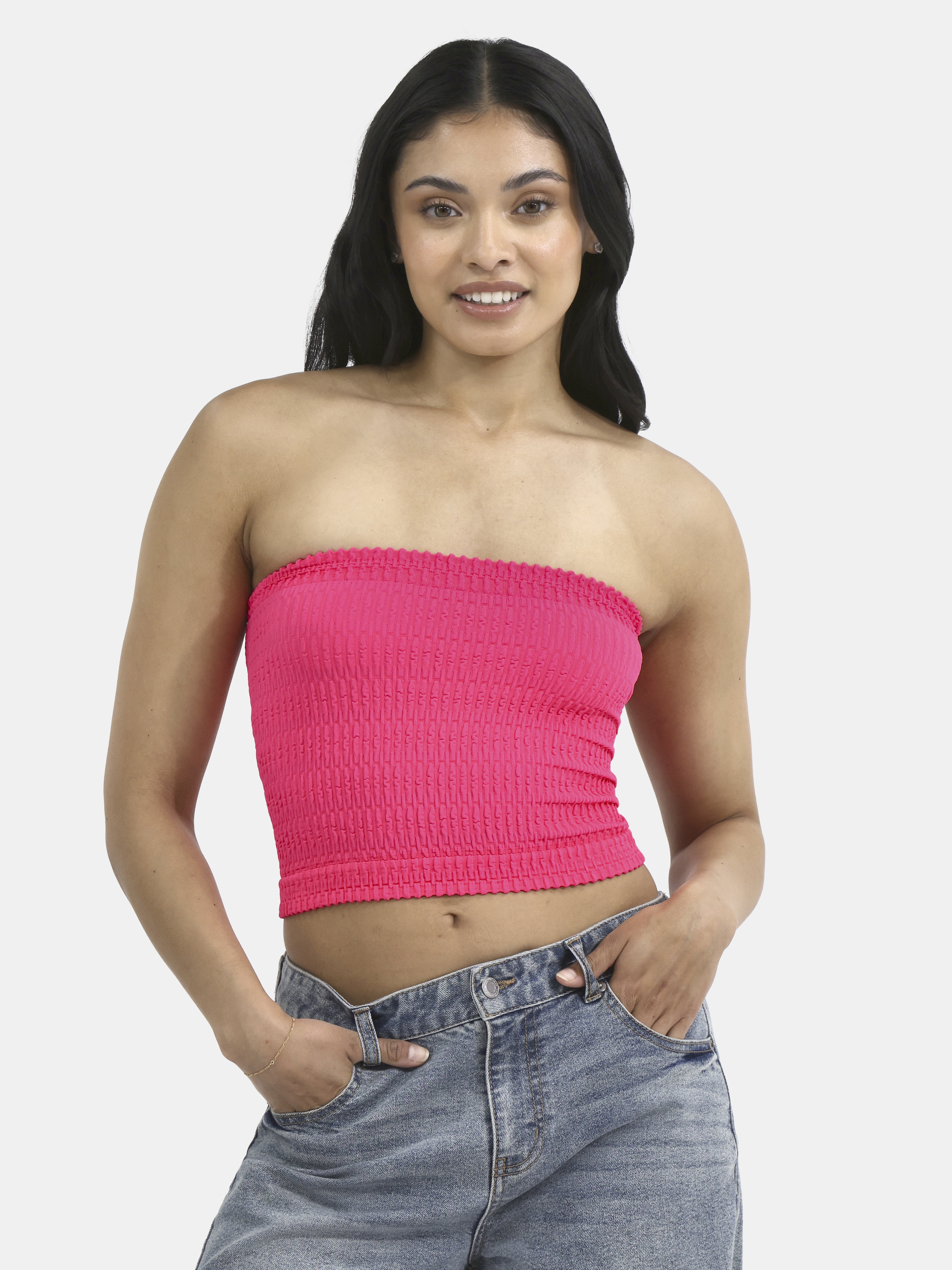 No Boundaries Seamless Textured Crop Top Women Sleeveless Cropped