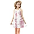 thumbnail image 4 of Moocorvic Toddler Girls Tie-dye Print Dresses Summer Spaghetti Strap Linen Casual Swing Sundress 11-12 Years,Pink, 4 of 8