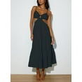 thumbnail image 2 of Michellecmm Women's Summer Midi Cami Dress Solid Color Spaghetti Strap V-Neck Cutout Beach Flowy Dress, 2 of 4