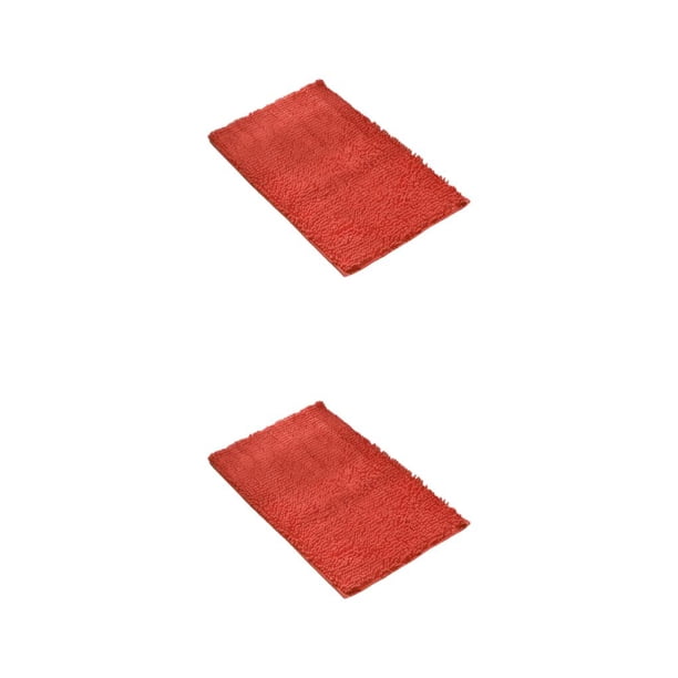 Bewildely Alfombrilla de baño de secado rápido - Parte inferior antideslizante Limpieza fácil Fuerte absorción de agua Sin hilo suelto Rojo naranja 40 cm * 60 cm 2piezas