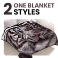 thumbnail image 2 of YHSF Korean Faux Mink Blanket - 2 Ply Thick & Soft Reversible Printed Plush Winter Throw - Warm Silky Raschel Blanket - Easy Care, Fade Resistant - White Tiger/Zebra Skin, Queen, 5 LB, 87 in x 75 in, 2 of 4