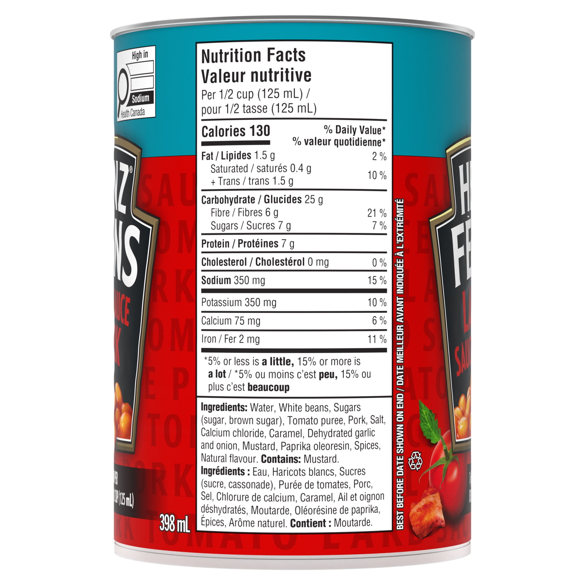 Heinz Original Beans with Pork & Tomato Sauce, 398 mL Can, HEINZ BEANS WITH PORK 398ML 24