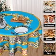 thumbnail image 3 of Blue Lemon Tablecloth Round 60 Inch Spring Summer Flower Table Cloth Wrinkle Resistant Boho Floral Farmhouse Table Cover Decorative for Home Kitchen Dining Indoor Ondoor Party Picnic, 3 of 4