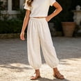 thumbnail image 4 of Qabnzmfo Cotton Pants for Kids Girls Elastic Waist Loose Fit Lounge Trousers Breathable Lightweight Summer Beach Vacation Pants, 4 of 5