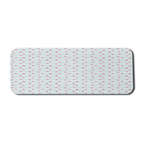 Abstract Computer Mouse Pad, Pastel Hand Drawn Horizontal Stripes and Stained Like Round Blobs, Rectangle Non-Slip Rubber Mousepad Large, 31" x 12" Gaming Size, Pale Seafoam Pink, by Ambesonne