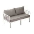thumbnail image 4 of GDF Studio Briar Modern Outdoor Patio Sectional 7 Piece Conversation Set, Square Coffee Table and Cushioned Seater, White+Light Gray, 4 of 17