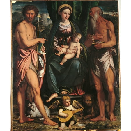 Madonna And Child With St John The Baptist And St Hieronymus Canvas...