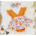 thumbnail image 5 of Styles I Love Infant Baby Girls Spooky Pumpkin Lace Sleeveless Romper Dress and Bow Headband 2pcs Halloween Thanksgiving Outfit (Orange, 24 Months), 5 of 6