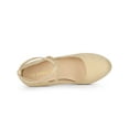 thumbnail image 4 of BLISSFUL STEP Women's Shoes Platform Round Toe Cross Strap Buckle Closure Stiletto Heel  Mary Jane Pumps Beige 8, 4 of 7
