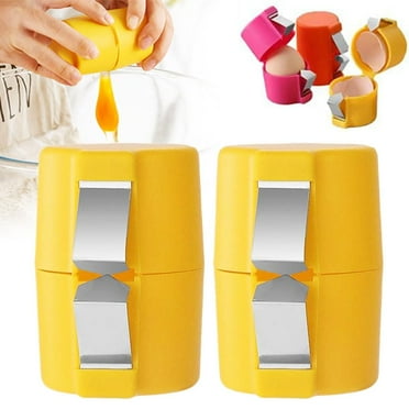 Egg Shell Opener Egg Cracker Tool for Raw Eggs, Hard Boiled Egg Peeler Egg Cube Egg Separator Handheld, Stainless Steel Eggshell Breaker Egg Shell Cutter Kitchen Gadgets (Yellow 2)