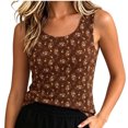 thumbnail image 3 of Liweisiy Women's Vintage Tank Tops Floral Sleeveless Crewneck Loose Fit Shirts Summer Casual Layering Tops Brown-4 M, 3 of 6
