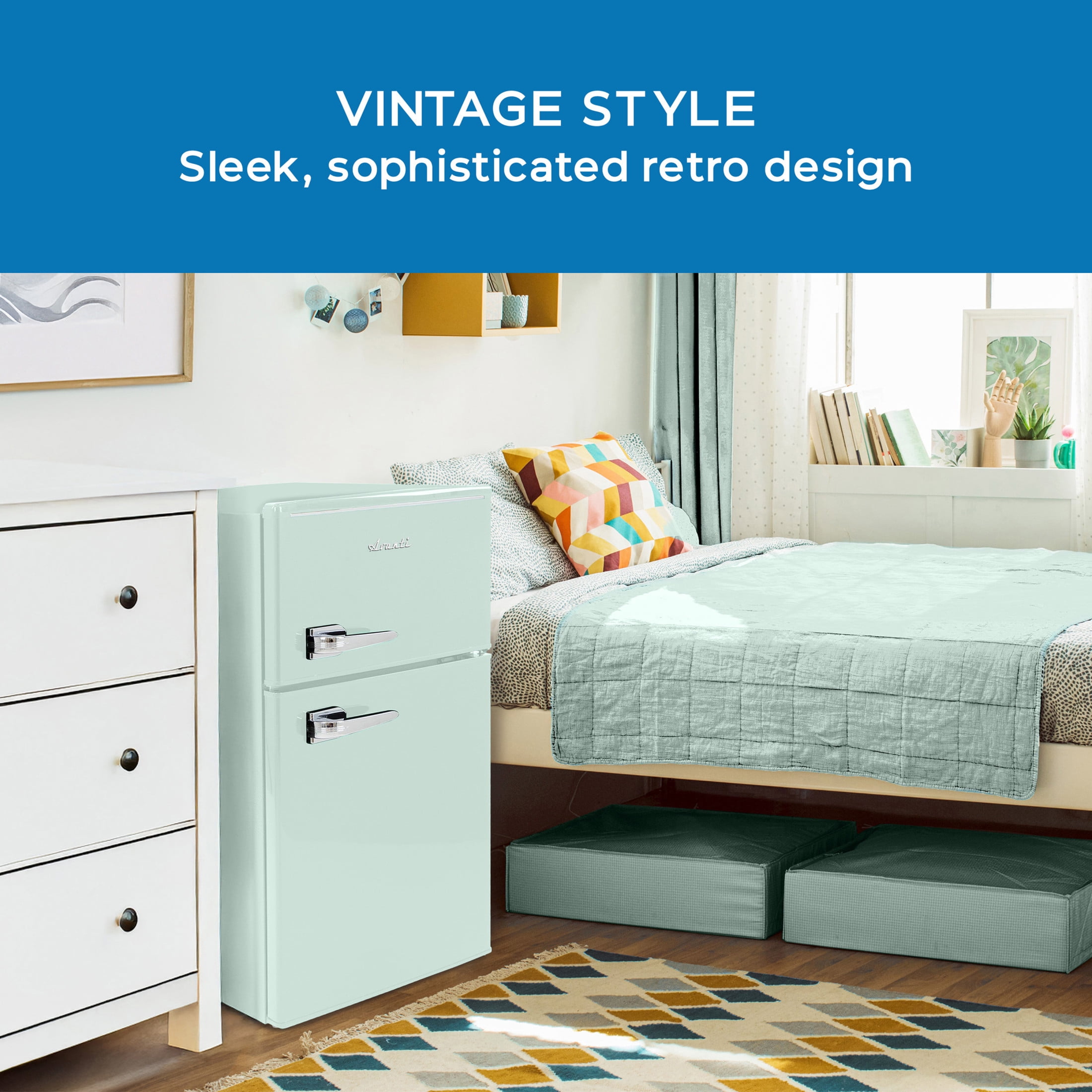 Avanti Retro Series Compact Refrigerator and Freezer, 3.1 cu. ft., in Seafoam Green (RMRT30X7G-IS)