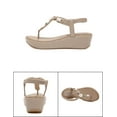 thumbnail image 5 of Women's Rhinestone Wedge Thong Sandals - Buckle Detail Comfort Casual Plus Size, 5 of 14