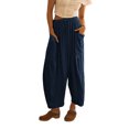 thumbnail image 3 of Kmbangi Women's Summer Casual Wide Leg Pants Solid Color Drawstring Trousers with 2 Big Pockets, 3 of 5