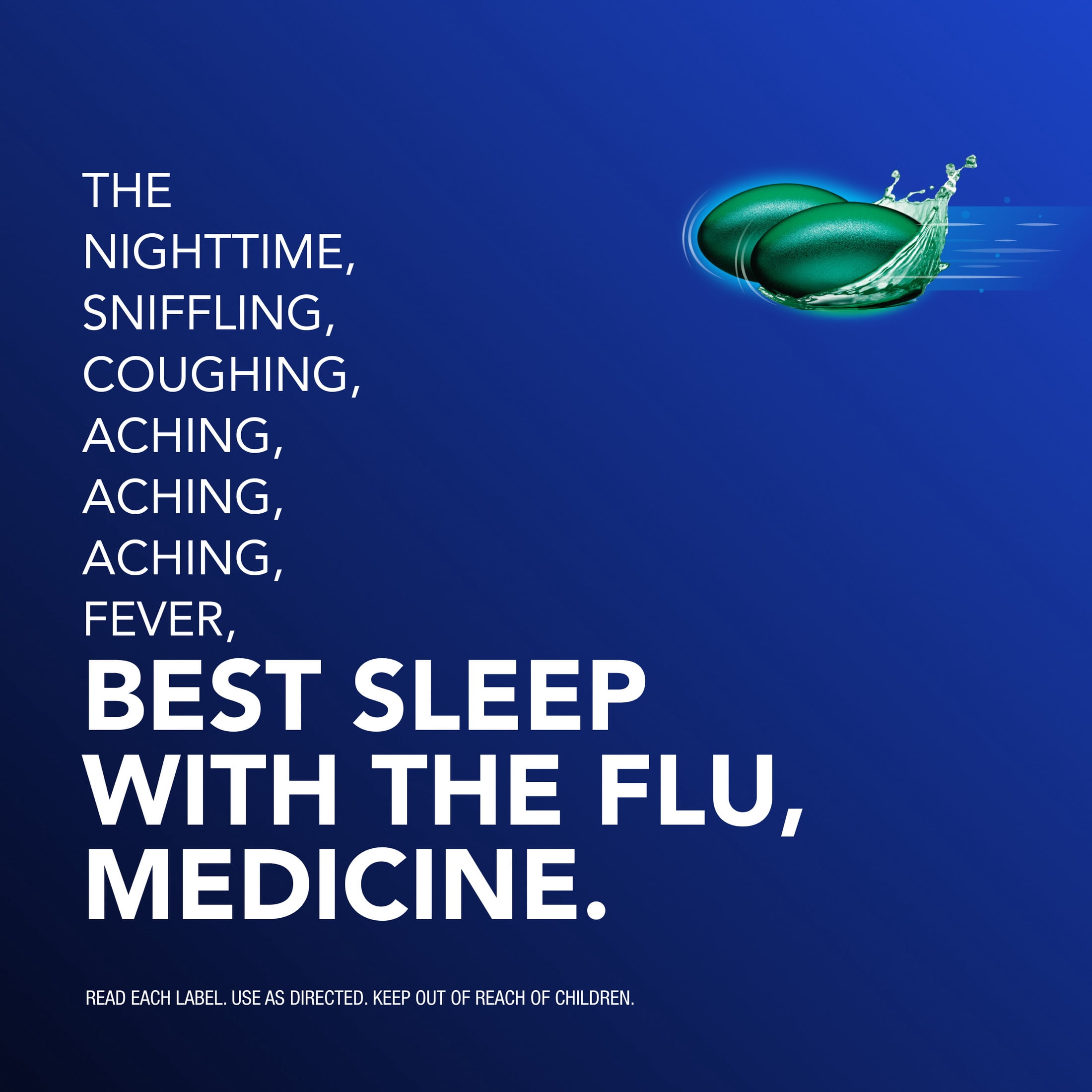 Vicks NyQuil Intense Flu Rapid Release LiquiCaps, Multi-Symptom Night, 24 Count