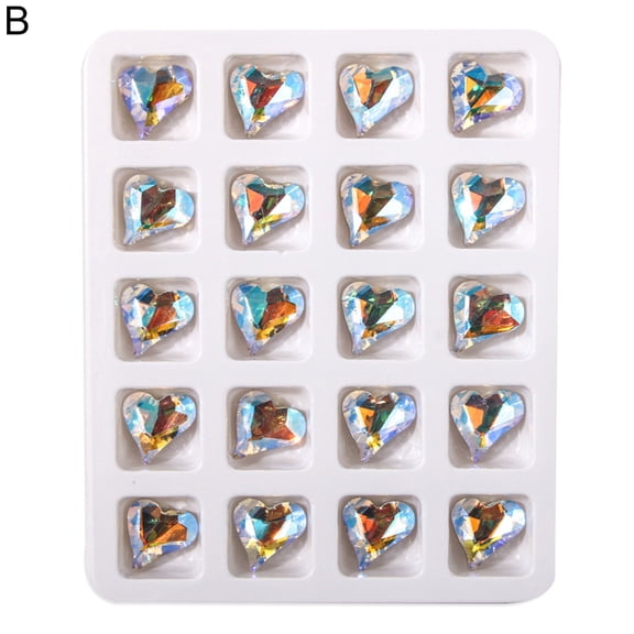 20Pcs Nail Decorations Exquisite Shape Sparkling Stunning Visual Effect Vibrant Color Wide Application Non-Fading 3D Love Heart Nail Art Decors Manicure Jewelry for Nail Salon