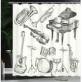 thumbnail image 4 of Ambesonne Beige Black Shower Curtain, Musical Instruments, 69"Wx70"L, Beige Black, 4 of 5