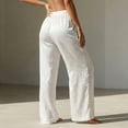 thumbnail image 4 of Wide Leg Sweatpants Women High Waist Pleated Solid Satin Straight Pants Narrow Cut Trousers, 4 of 5