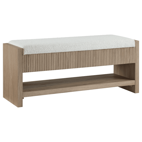 Bouclair banc en tissu et bois avec rangement