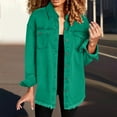thumbnail image 6 of Womens Tops Washed Denim Shirt Jacket Polyester And Cotton Shirt Collar Chest Pockets Long Sleeves Regular Fit Casual Daily Outfits M Sweaters For Women, 6 of 6