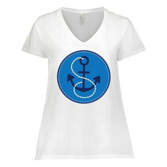 Inktastic Nautical Anchor Sailing Gift Women's Plus Size V-Neck T-Shirt