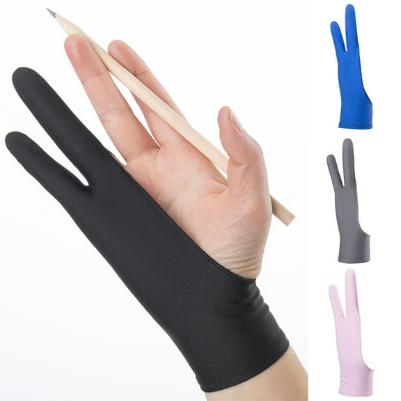 D-GROEE 1Pc Artists Gloves - Palm Rejection Gloves with Two Fingers for Paper Sketching, iPad, Graphics Drawing Tablet, Suitable for Left and Right Hand