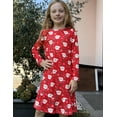 thumbnail image 2 of Oudiya Girls Christmas Long Sleeve Nightgowns Soft Print Pajamas Sleepwear Nighties for Kids 4-12, 2 of 5