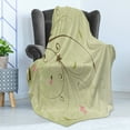 thumbnail image 4 of Green and Brown Soft Flannel Fleece Blanket, Floral Arrangement with Swirls Lines Petal Buds Abstract Bouquet, Cozy Plush for Indoor and Outdoor Use, 50" x 70", Pale Green Brown Pink, by Ambesonne, 4 of 5