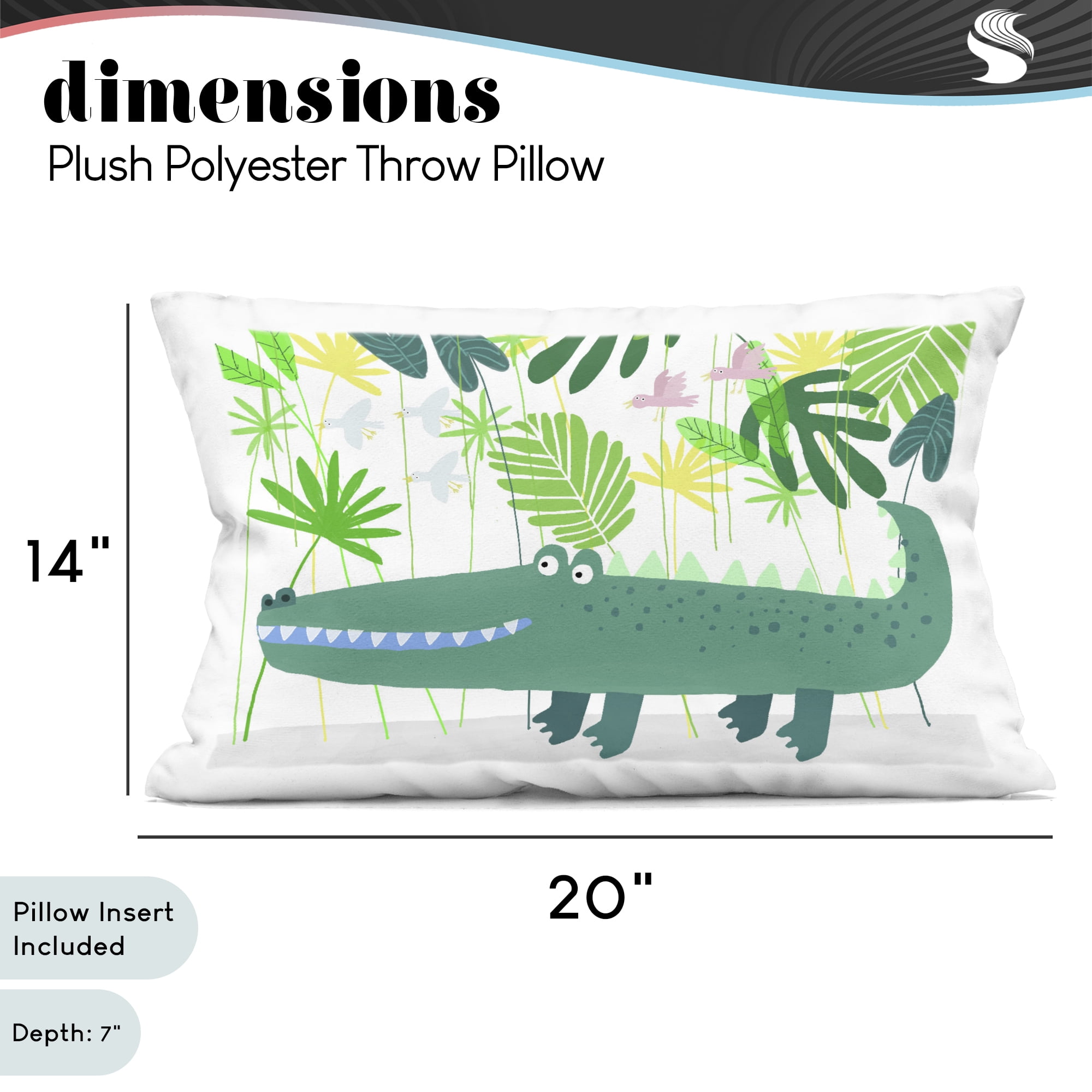 Stupell Industries Crocodile Jungle & Leaves Decorative Printed Throw Pillow, design by Carla Daly