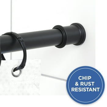 Mainstays Adjustable 44" to 72" Steel Shower Curtain Tension Rod, Matte Black