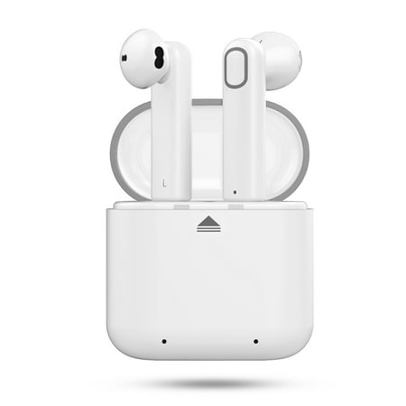 Laptop Earphones With Microphone Wireless Earbuds,Bluetooth 5.0 Wireless Earbuds Bluetooth Headphones with Deep Bass HiFi 3D Stereo Sound, Built-in Mic Earphones with Portable Charging Case for Smartphones and Laptops (White) ()